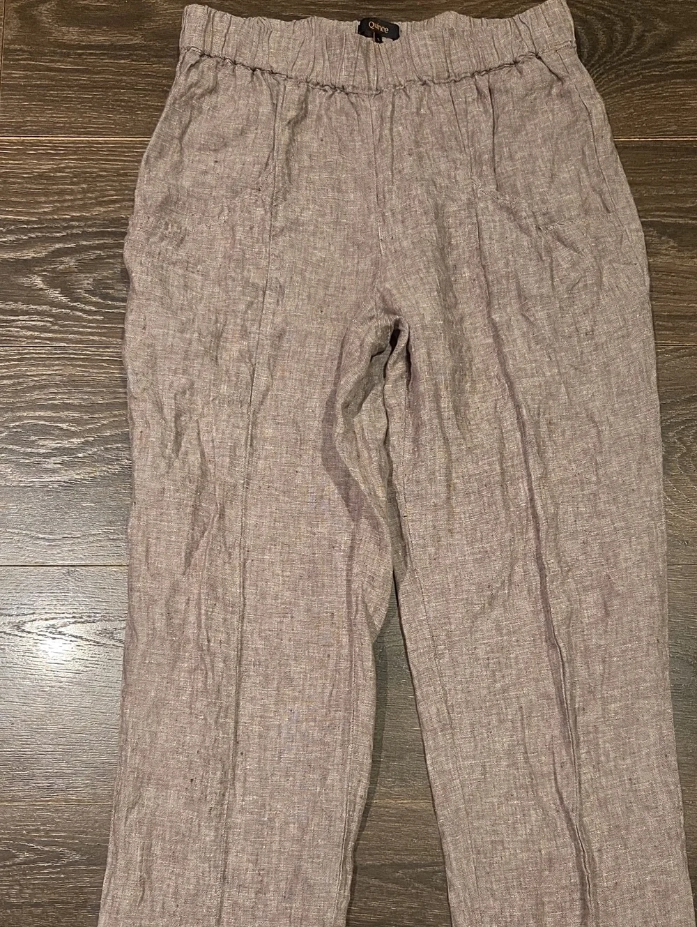 ❤️ QUINCE 100% EUROPEAN LINEN TAPERED ANKLE PANTS IN TAUPE BROWN CHAMBRAY, SMALL